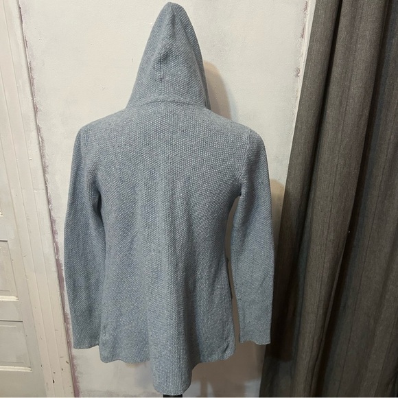 Eileen Fisher Women Open Front Cardigan Sweater Hood Pockets PS Wool Nylon Silk - Picture 5 of 10
